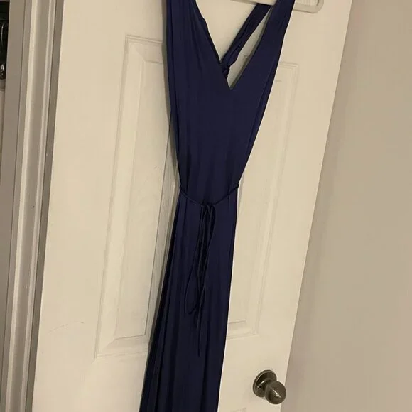NWOT Mango Satin cross-back jumpsuit blue Size Small - Picture 8 of 10